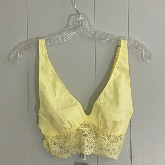 Free People Teegan Lace Trim Bralette Yellow Size Small NWT - Picture 3 of 6